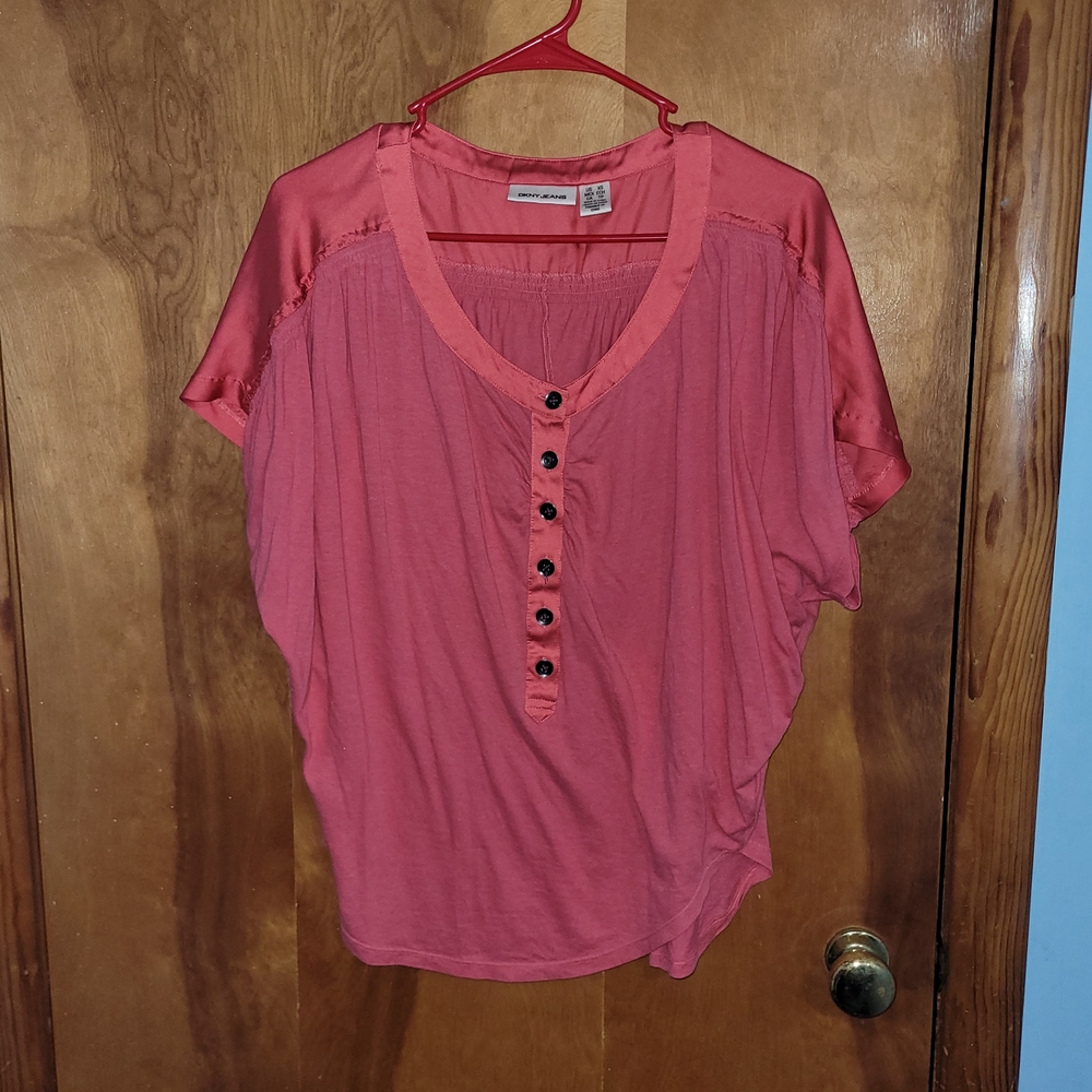 DKNY Coral Button-Front Blouse